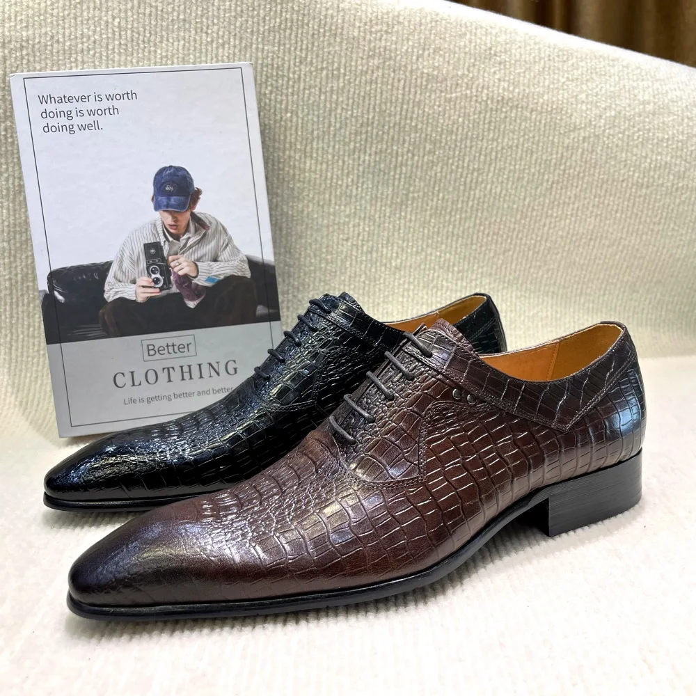 Men'S Formal Wear For A Wedding - Italian Luxury Men's Pointed Toe Oxford