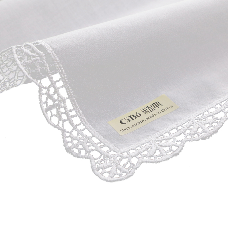 Monogrammed Handkerchief - D003 White 100%Cotton 100Piece Lace Handkerchiefs