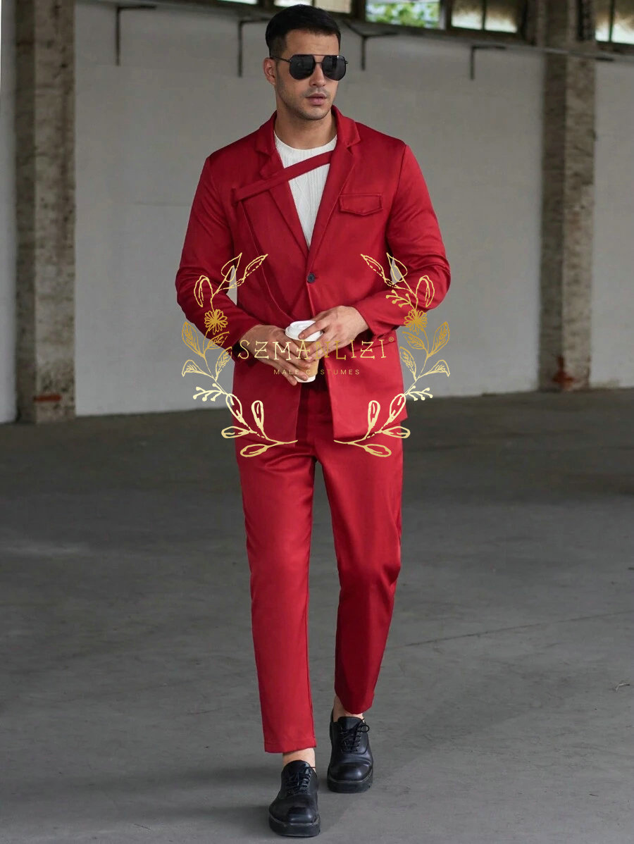 Men'S Formal Evening Wear - Fashionable Casual Men's Suits Red Tuxedo