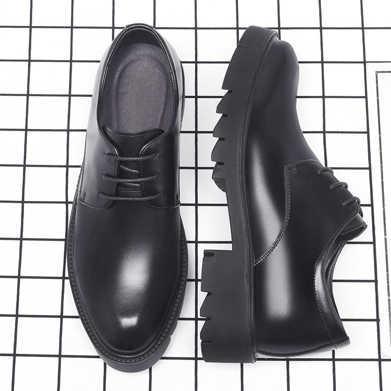 Men Formal Wear Office - Mens Black Leather Lace Up Dress