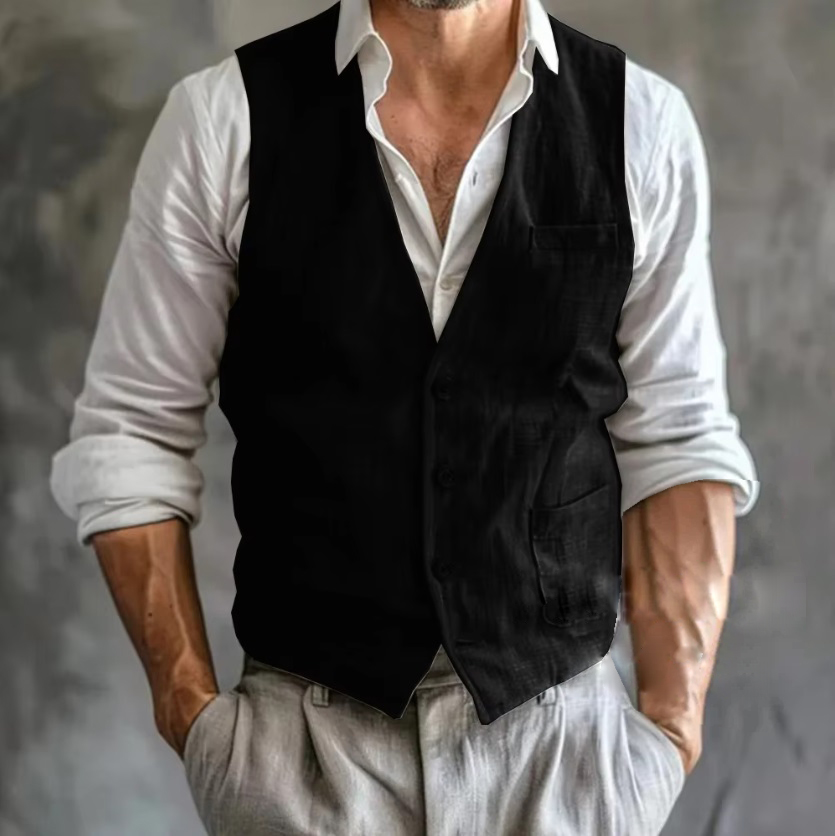 Men's Linen Vest Summer Male G - Men Formal Wear Vest ulasan dan harga