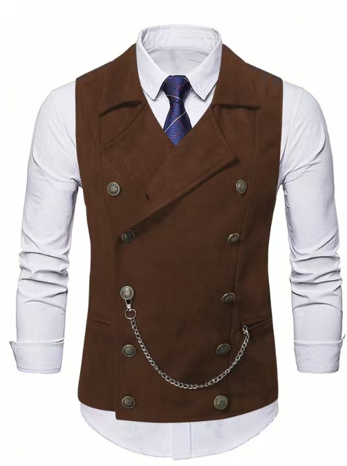 Men's Double Breasted Vest wit - Men Formal Wear Coat ulasan dan harga