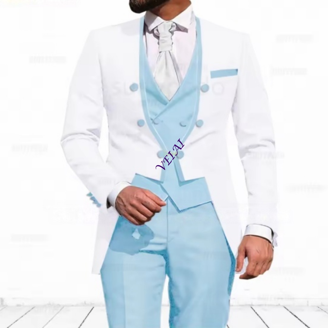 Customized Sky Blue 3-Piece Su - Men'S Formal Evening Wear ulasan dan harga