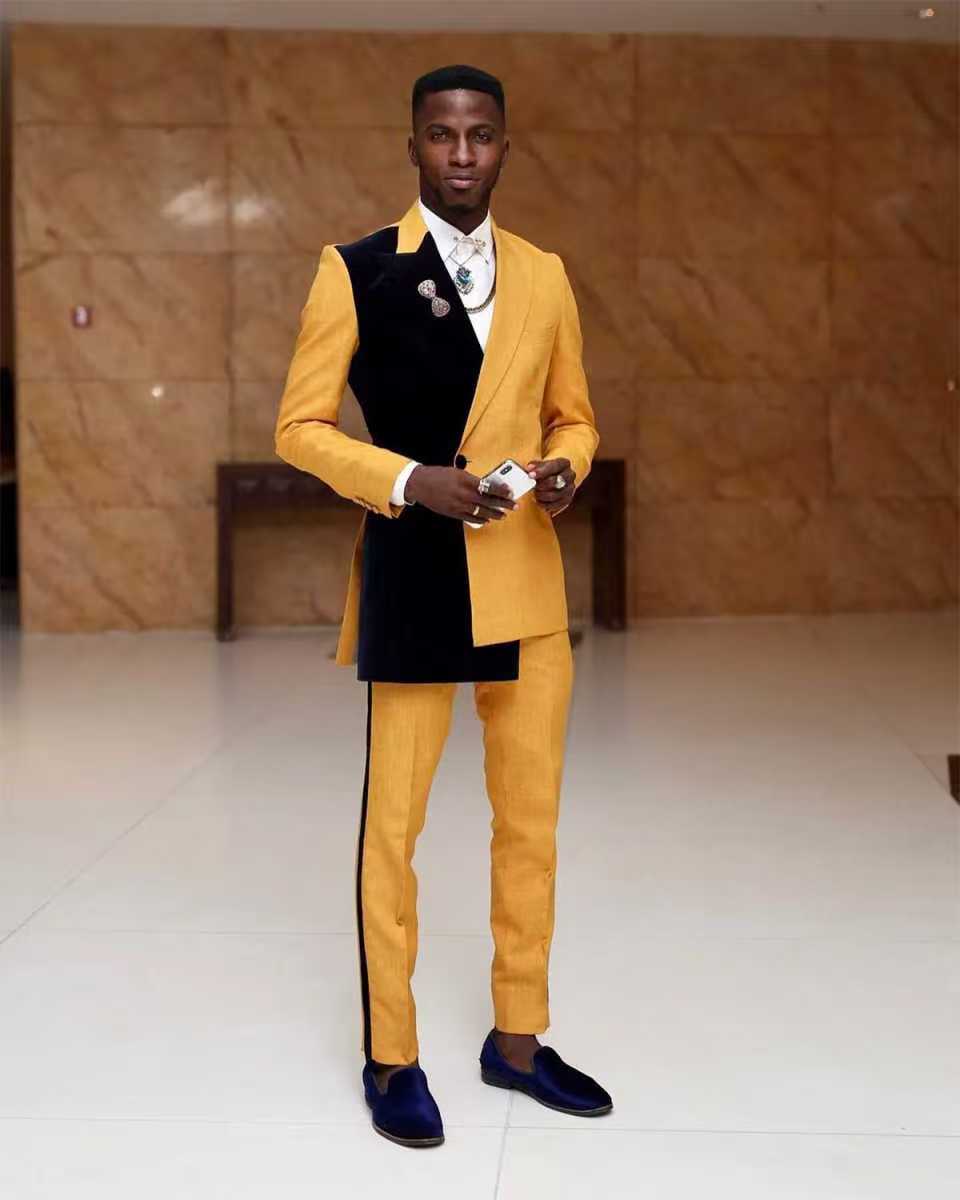 Black Yellow Men Suit Set 2 Pi - Formal Wear For Men Yellow ulasan dan harga