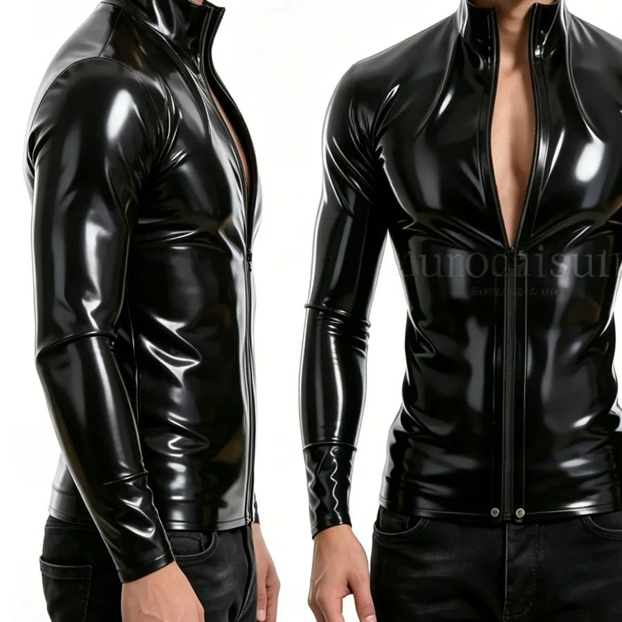 Men's Black Long Sleeve Latex  - Men Formal Wear Coat ulasan dan harga