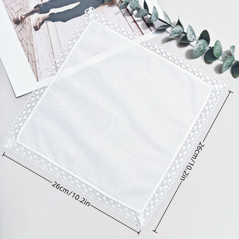 6Pcs/set Solid White Handkerch - Monogrammed Handkerchief ulasan dan harga