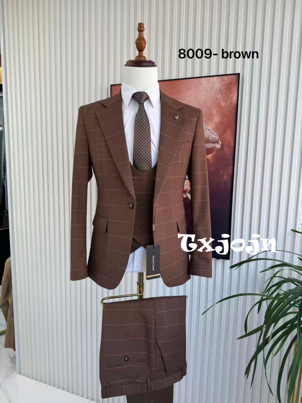 Men's Plaid Tuxedo 3 Pieces Ja - Men Formal Wear Office ulasan dan harga