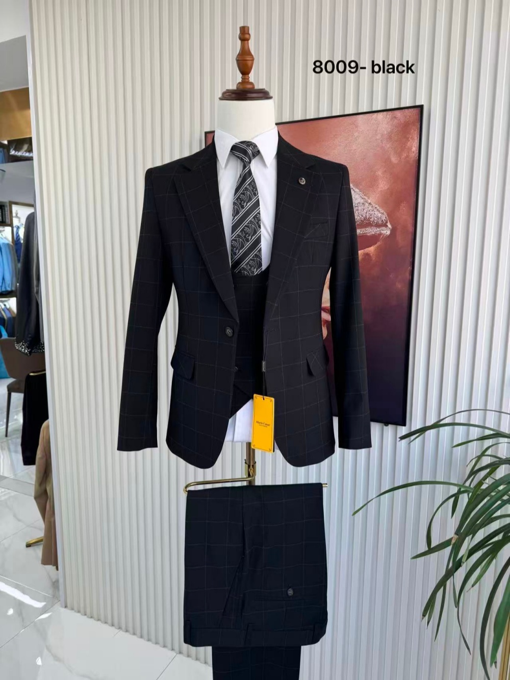 Men's Plaid Tuxedo 3 Pieces Ja - Men Formal Wear Office ulasan dan harga
