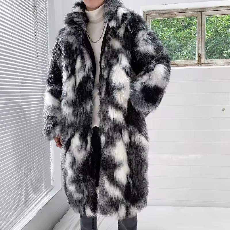 Winter Hip Hop Long Faux Fur C - Men Formal Wear Coat ulasan dan harga
