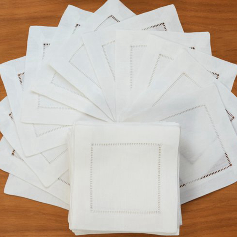 12 Pieces Cocktail Napkin Whit - Monogrammed Handkerchief ulasan dan harga