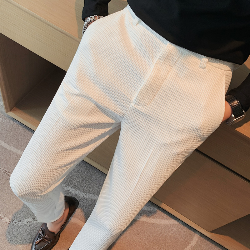 2024 Autumn New Waffle Stretch - Men Formal Wear Set ulasan dan harga