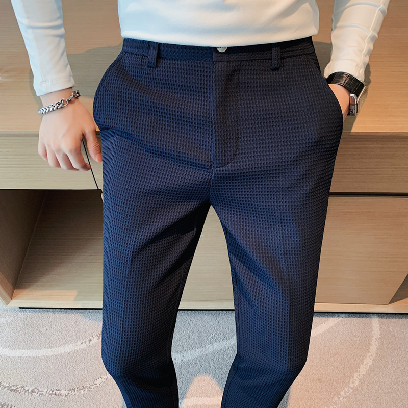 2024 Autumn New Waffle Stretch - Men Formal Wear Set ulasan dan harga