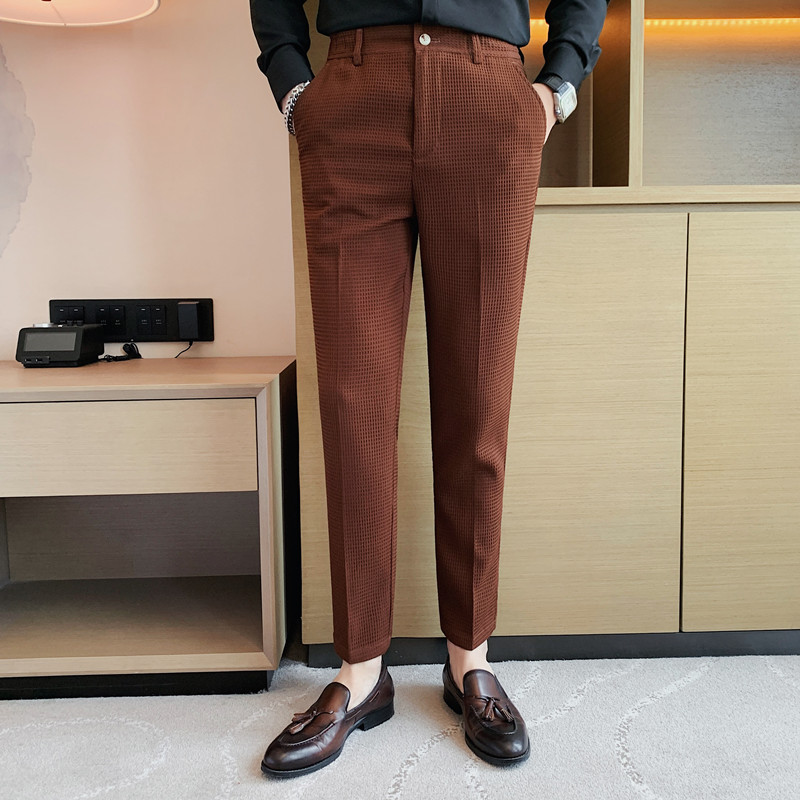 2024 Autumn New Waffle Stretch - Men Formal Wear Set ulasan dan harga