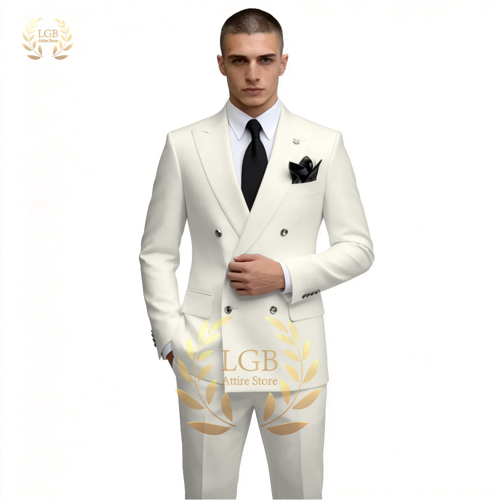 Men's White Double Breasted Su - Men'S Formal Evening Wear ulasan dan harga