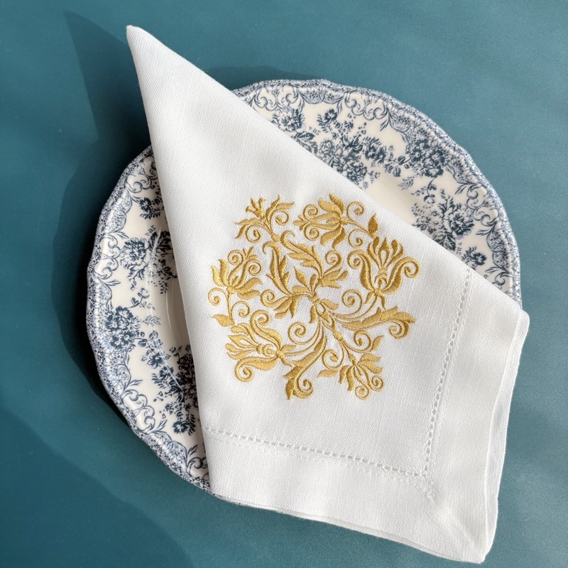 Handmade Embroidered Floral Na - Monogrammed Handkerchief ulasan dan harga