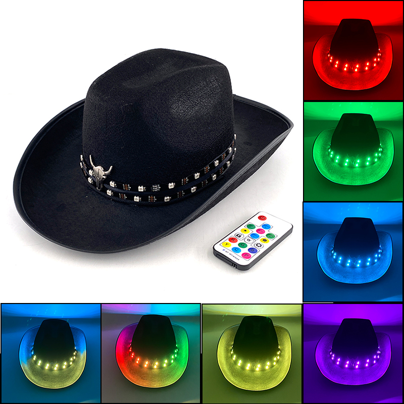 Remote Control LED Cowboy Hat  - Men'S Formal Wear For Graduation ulasan dan harga