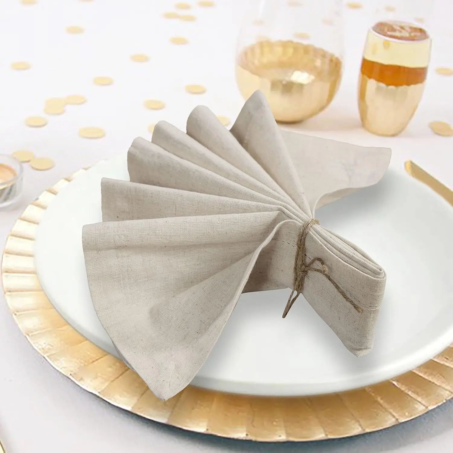 6 Pieces 100% Linen Dinner Nap - Monogrammed Handkerchief ulasan dan harga