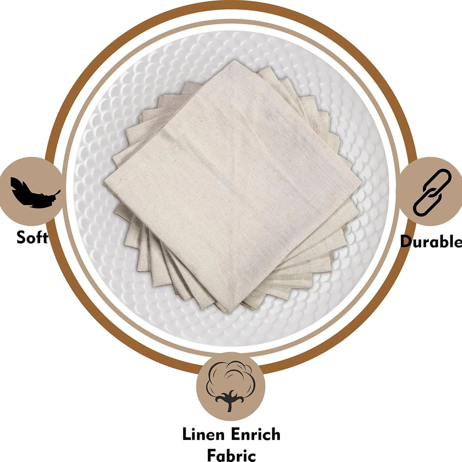 6 Pieces 100% Linen Dinner Nap - Monogrammed Handkerchief ulasan dan harga