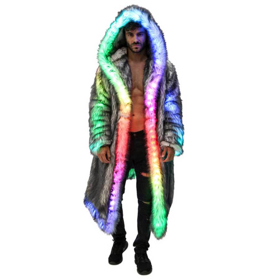 Faux Fur Coat Men Hooded Outer - Men Formal Wear Coat ulasan dan harga