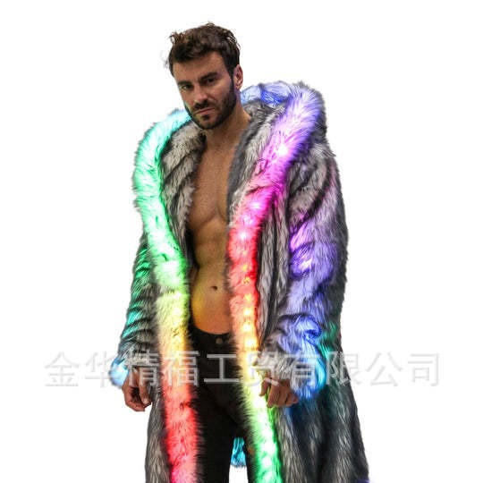 Faux Fur Coat Men Hooded Outer - Men Formal Wear Coat ulasan dan harga
