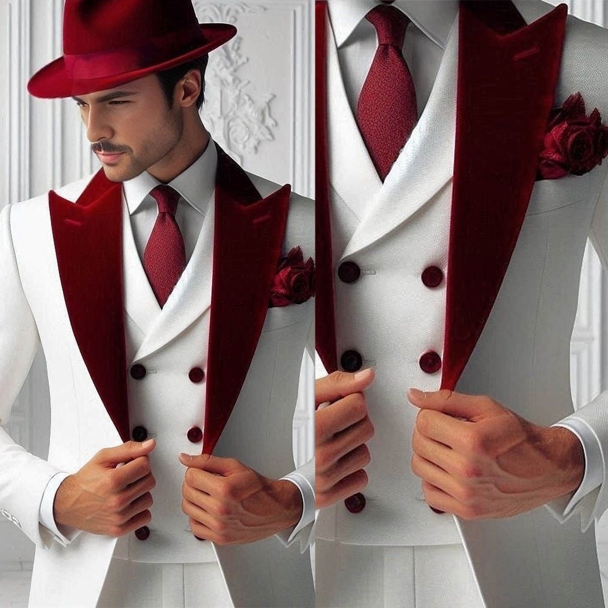 Formal Man Tuxedos Velvet 3 Pc - Men'S Formal Wear For Graduation ulasan dan harga