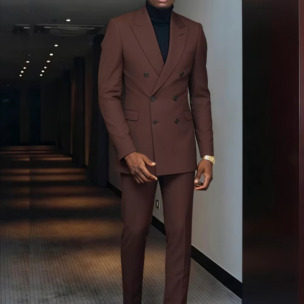 Brown Two-Piece Men's Suit wit - Men'S Formal Wear For Graduation ulasan dan harga