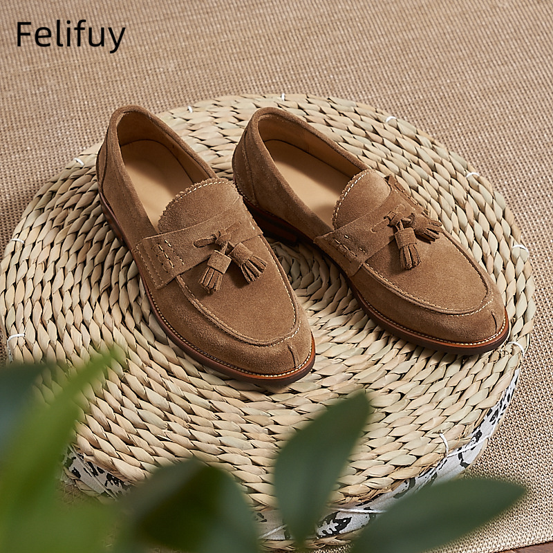 New Brown Men Flat Loafers Cow - Men'S Formal Wear For A Wedding ulasan dan harga