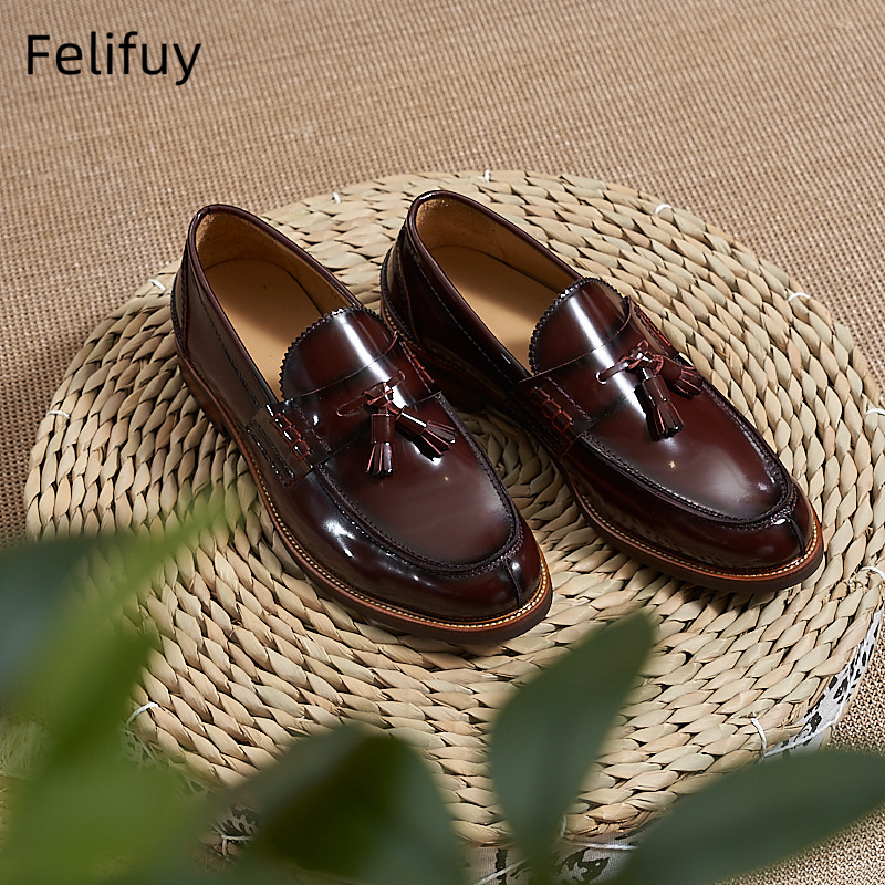 New Brown Men Flat Loafers Cow - Men'S Formal Wear For A Wedding ulasan dan harga