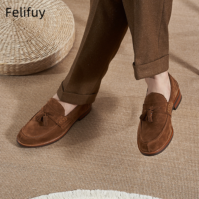 New Brown Men Flat Loafers Cow - Men'S Formal Wear For A Wedding ulasan dan harga
