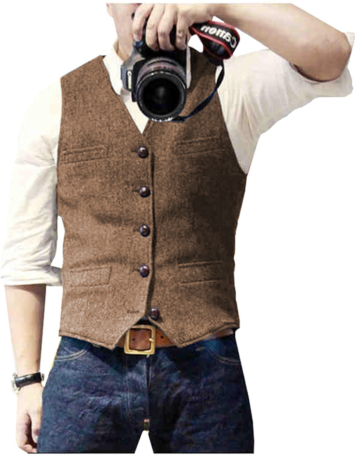 Men's Suit Vest V Neck Wool He - Men Formal Wear Vest ulasan dan harga