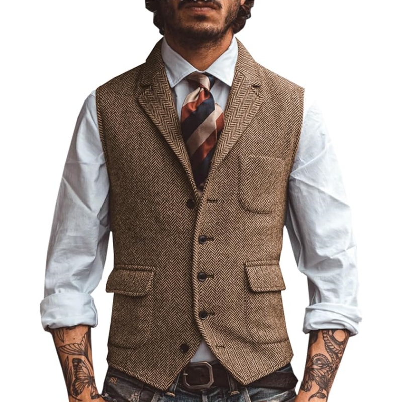 New V Neck Lapel Men's Suits V - Men Formal Wear Vest ulasan dan harga
