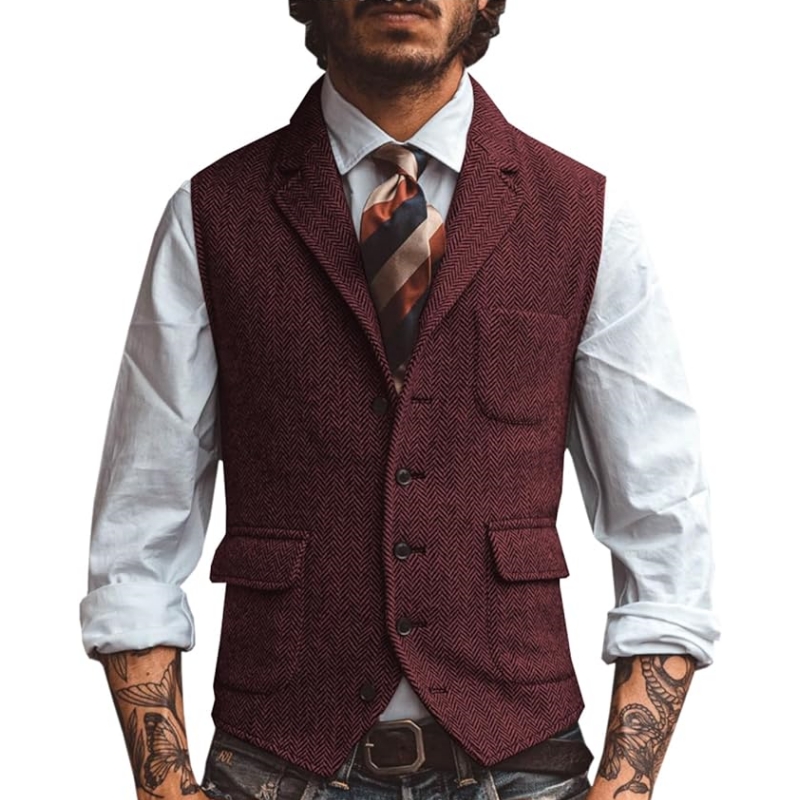 New V Neck Lapel Men's Suits V - Men Formal Wear Vest ulasan dan harga