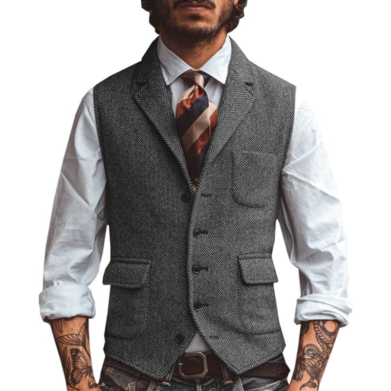 New V Neck Lapel Men's Suits V - Men Formal Wear Vest ulasan dan harga