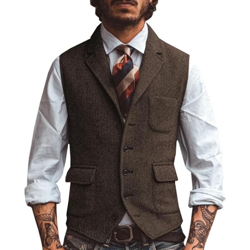 New V Neck Lapel Men's Suits V - Men Formal Wear Vest ulasan dan harga
