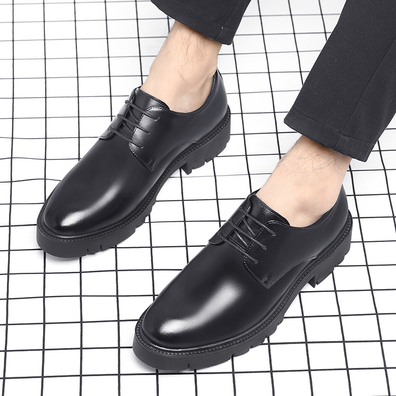 Mens Black Leather Lace Up Dre - Men Formal Wear Office ulasan dan harga