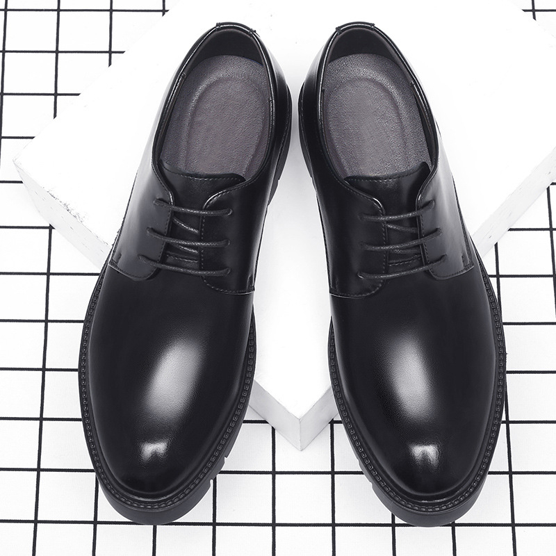 Mens Black Leather Lace Up Dre - Men Formal Wear Office ulasan dan harga