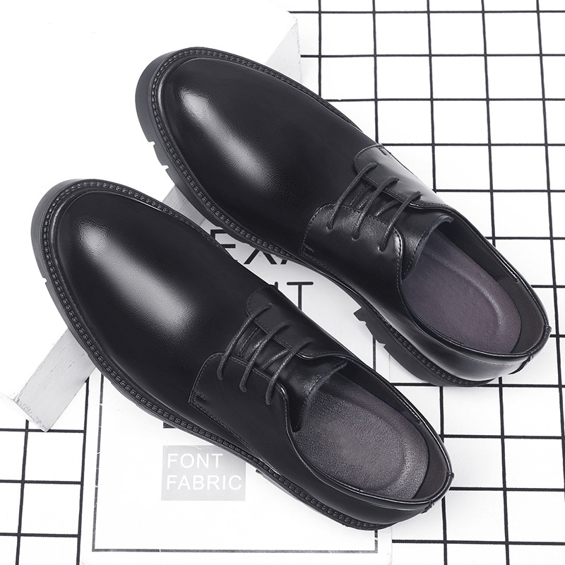 Mens Black Leather Lace Up Dre - Men Formal Wear Office ulasan dan harga