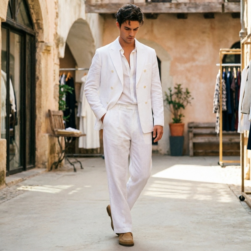 Sage Green Linen Men Suits Rel - Men'S Relaxed Formal Wear ulasan dan harga