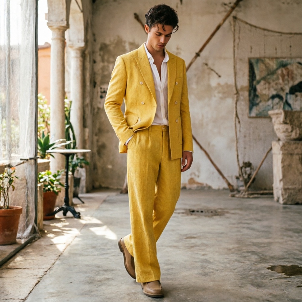 Sage Green Linen Men Suits Rel - Men'S Relaxed Formal Wear ulasan dan harga
